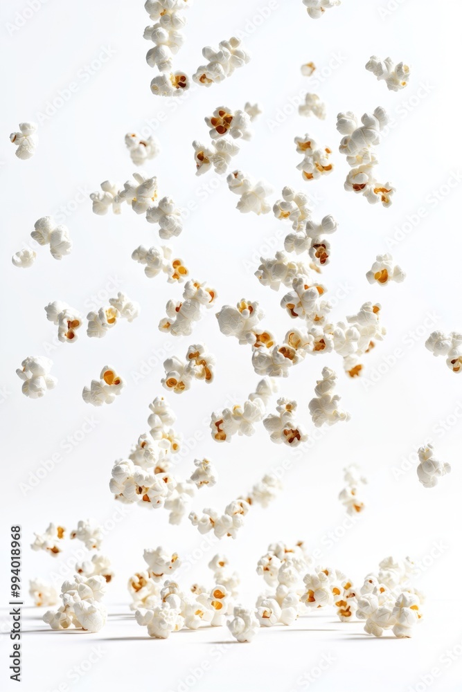Popcorn falling on a white background. Popcorn falling on a white background.