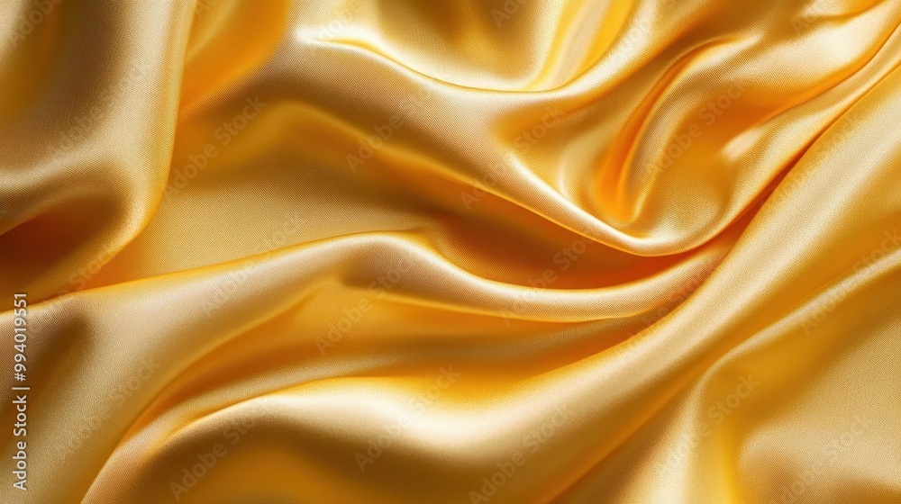 Obraz premium luxurious yellow satin fabric background soft folds creating abstract patterns warm golden light silky texture elegant and opulent aesthetic