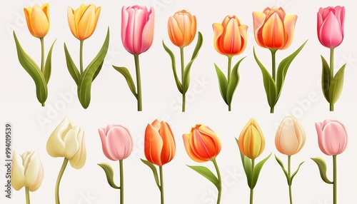 Wallpaper Mural set of tulips Torontodigital.ca