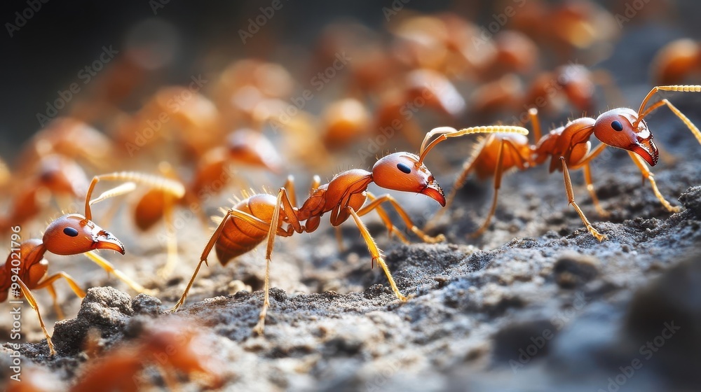 macro view of industrious worker ants marching in perfect formation across rough terrain showcasing natures intricate organization and teamwork macro view of industrious worker ants marching in perfect formation across rough terrain showcasing natures intricate organization and teamwork