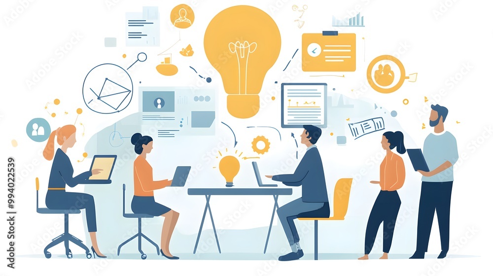 A Team of Four Working Together and Generating New Ideas A Team of Four Working Together and Generating New Ideas
