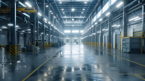 Modern Industrial Warehouse with Advanced Energy Management and Automated HVAC Controls