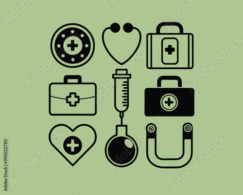 Diabetes flat vector elements set vector. Diabetes equipment icon collection. healthcare prevention concept.