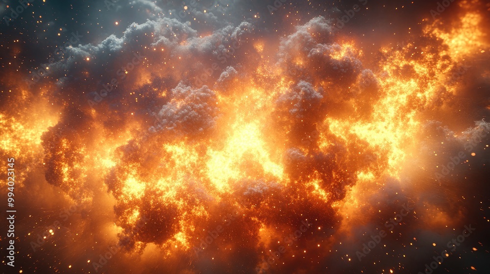 High Definition Fiery Particle Explosion Image for Visual Effects and Design Projects High Definition Fiery Particle Explosion Image for Visual Effects and Design Projects