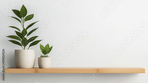 Bright living room with bamboo shelves and green plants creating fresh atmosphere