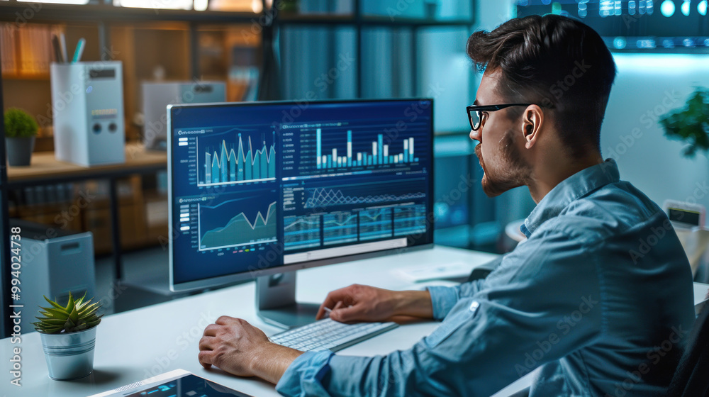 Fototapeta premium A comprehensive analytics platform processing massive datasets, providing insights that drive business innovation and competitive advantage.