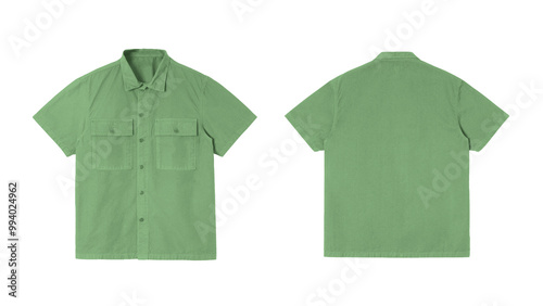 Fotografie Green short sleeved shirt isolated on white background