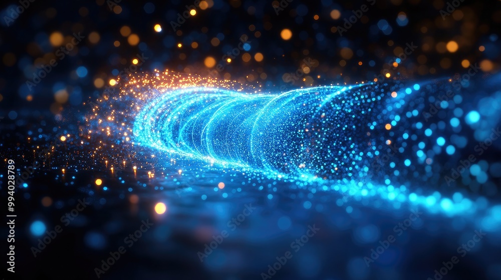 Glowing Optical Fiber Cable in Blue - Ideal for Technology and Innovation Contexts Glowing Optical Fiber Cable in Blue - Ideal for Technology and Innovation Contexts
