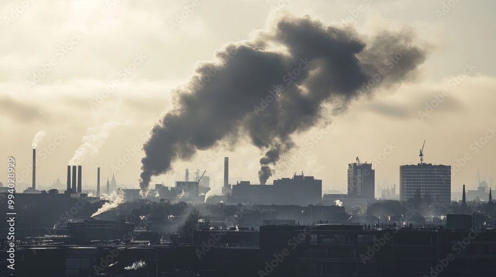 Thick smoke rises from a factory in Amsterdam, Netherlands. Thick smoke rises from a factory in Amsterdam, Netherlands.