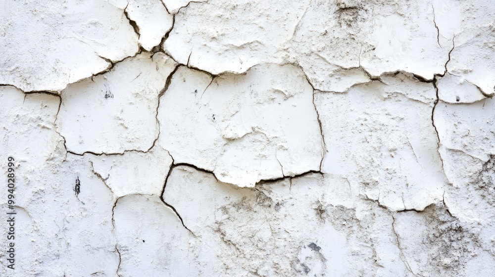 Cracked and weathered white plaster wall, close-up texture shot perfect for architectural or rustic backgrounds. Cracked and weathered white plaster wall, close-up texture shot perfect for architectural or rustic backgrounds.