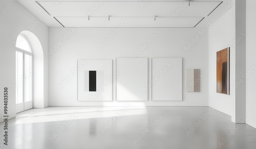 empty room with a frame photo. product exhibition gallery empty room with a frame photo. product exhibition gallery