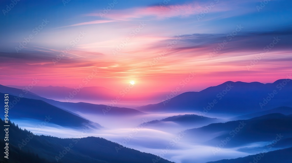 majestic sunrise over misty mountains landscape photography