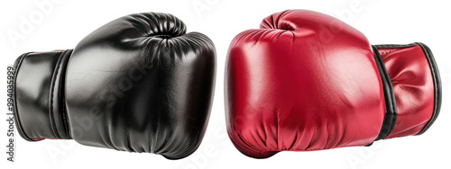 PNG Red black boxing gloves faceoff photo