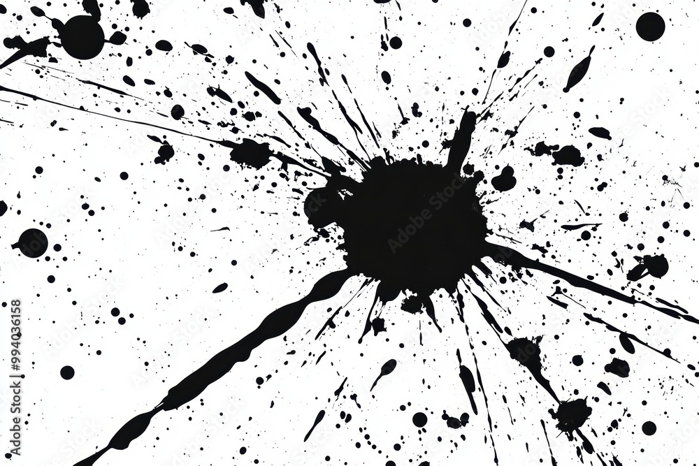 Abstract black ink splatter on white background Abstract black ink splatter on white background