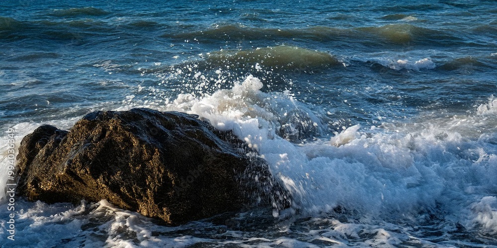 Naklejka premium stormy sea, surf, beautiful sky