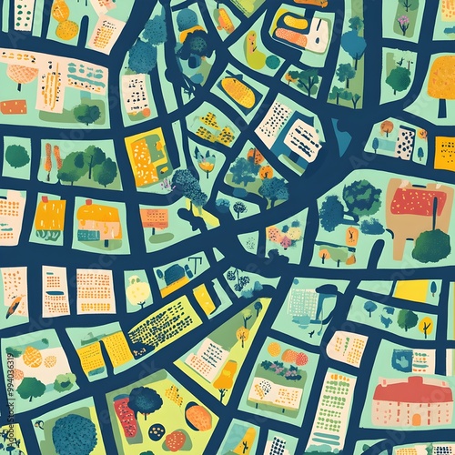 Digital platform that connects homes and businesses with surplus food to redistribute it to those in the community who are in need,depicted with vibrant visuals and mapping technology. photo