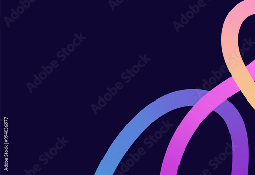Neon Color Gradient squiggle lines. Scribble stripe with wavy elements. Abstract organic dynamic colorful Sshapes on dark background.