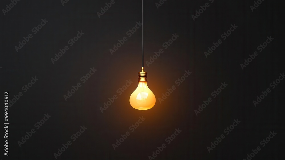 Yellow light bulb glowing against a dark background, showcasing modern design.