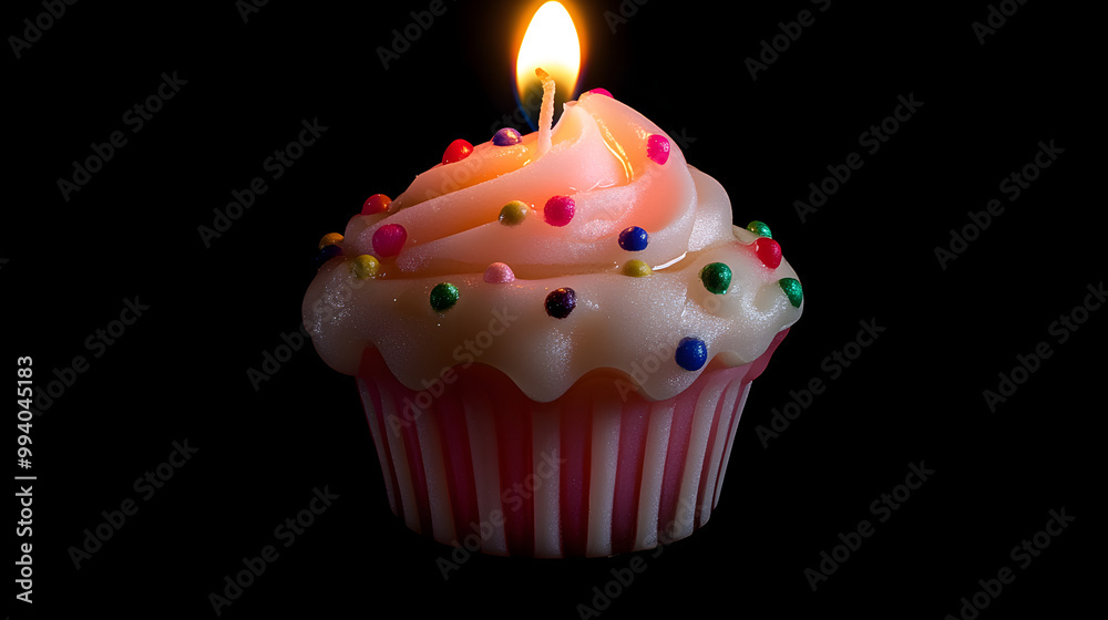 Birthday Cupcake Foam Candle with Flickering Light Birthday Cupcake Foam Candle with Flickering Light