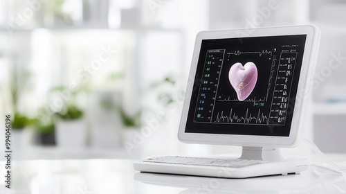 Digital fetal monitor with wireless capabilities and a sleek, easytouse interface, maternal health, medical device design photo