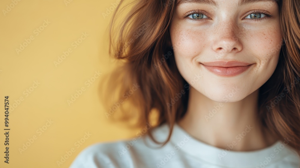 Close-up of a smiling woman with bright eyes and a freckled face, exuding warmth and friendliness. Her expression suggests a sense of trust and openness. Close-up of a smiling woman with bright eyes and a freckled face, exuding warmth and friendliness. Her expression suggests a sense of trust and openness.