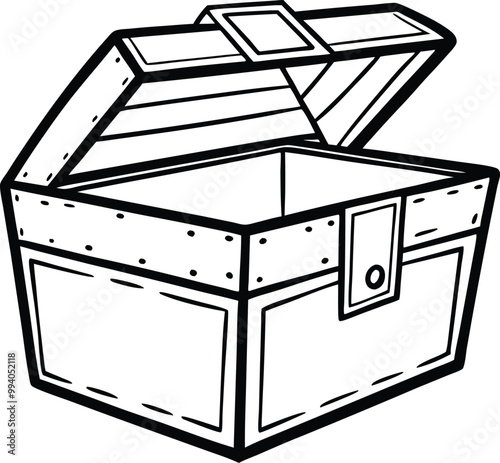 loot box outline, line art loot box, minimalist loot box, loot box sketch, hand-drawn loot box, loot box vector illustration