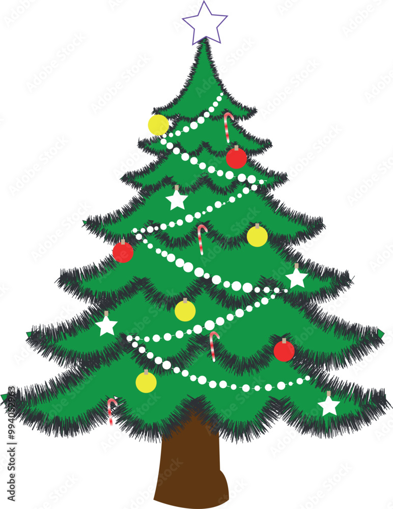 Christmas tree watercolor isolated on white background, Set of greenery Christmas pine tree watercolor vector Christmas tree watercolor isolated on white background, Set of greenery Christmas pine tree watercolor vector