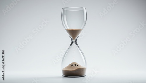 Sablier hyperréaliste atteignant minuit pour 2025 photo