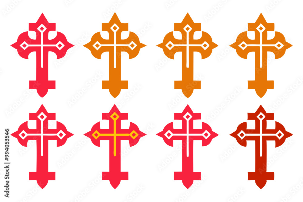 Obraz premium Religion cross icon. line and glyph version, outline, and filled vector sign. Holy cross linear and full pictogram. Symbol, logo illustration. Different style icons set