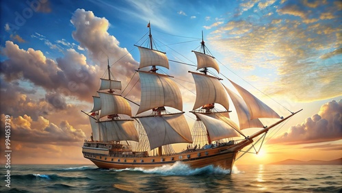 Obraz w ramie Sail Ship Technical