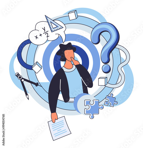 Mathematics vector illustration. The study math equips individuals with ability to count, calculate, and decipher numerical mysteries Mathematical intelligence is guiding light, illuminating path