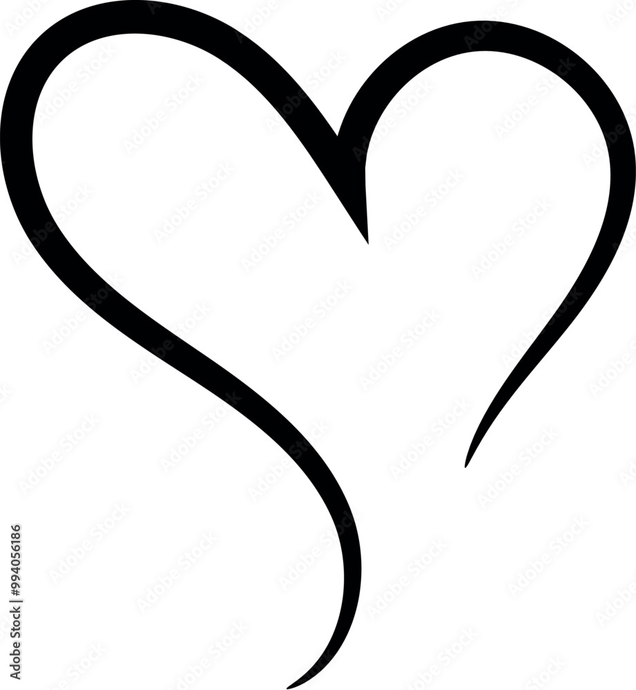 Calligraphy Heart Line Art Vector Calligraphy Heart Line Art Vector