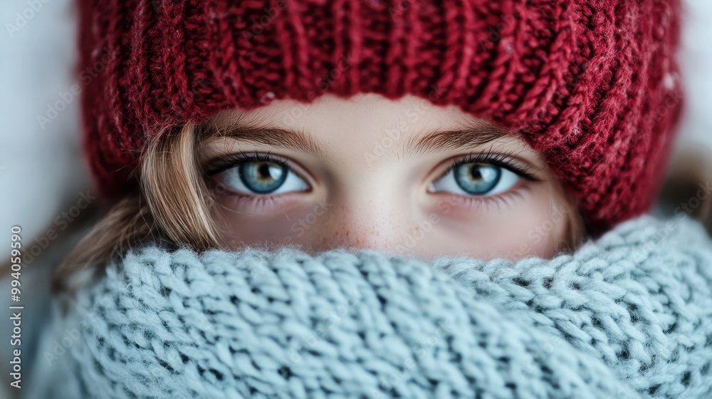 Image depicts a snug winter combination of a red knitted hat complemented by a blue textured scarf, focusing on ensuring warmth and style during the chilly winter season. Image depicts a snug winter combination of a red knitted hat complemented by a blue textured scarf, focusing on ensuring warmth and style during the chilly winter season.