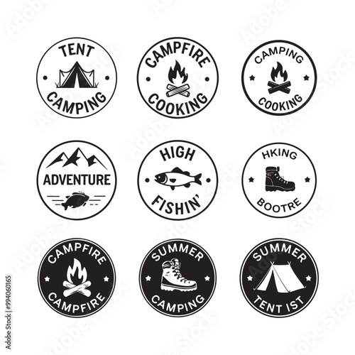 A collection of camping label design