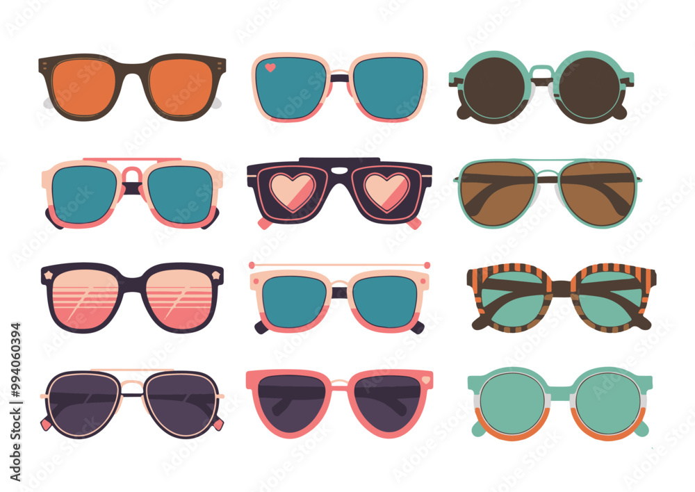 A set of sunglass with white background A set of sunglass with white background