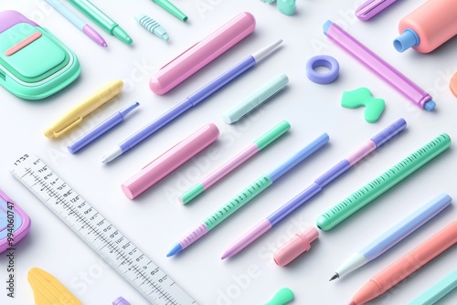 A colorful arrangement of stationery items for writing and organization.