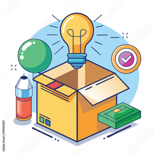 Box and light bulb vector