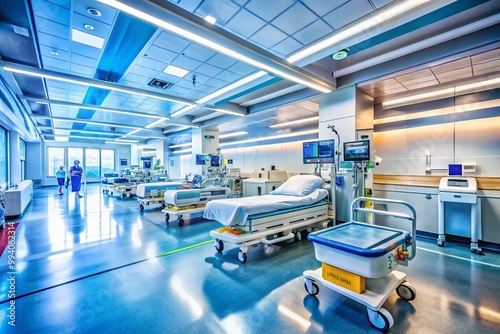 Dynamic Motion in Hospital Environment Showcasing Medical Equipment and Care Facilities in Action