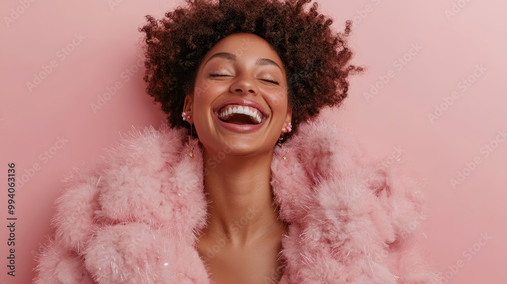 The stylish individual poses elegantly in a pink fur coat against a matching pink backdrop. This fashion-focused image emphasizes the harmony of colors and textures in the scene. The stylish individual poses elegantly in a pink fur coat against a matching pink backdrop. This fashion-focused image emphasizes the harmony of colors and textures in the scene.