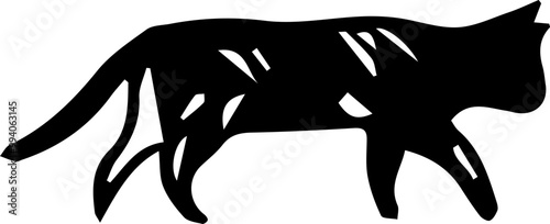 Black cat shadow, outline silhouette for graphic design