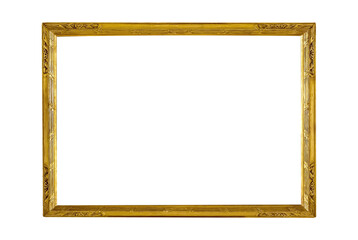 Golden frame decorative elegant ornamental template rectangle isolated white background