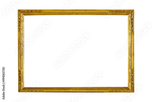 Golden frame decorative elegant ornamental template rectangle isolated white background