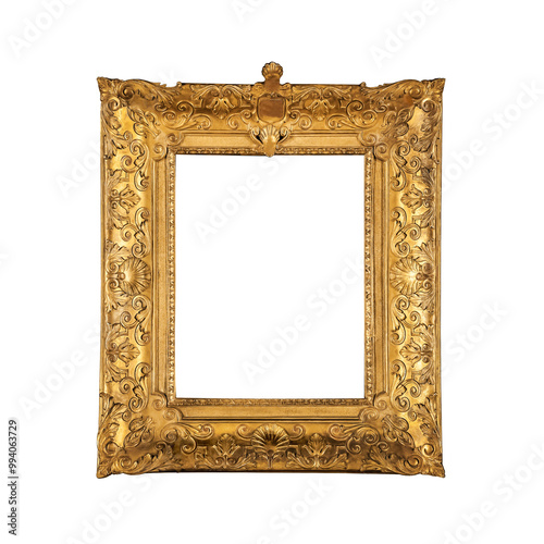 Golden frame decorative elegant fine thick ornamental template rectangle isolated