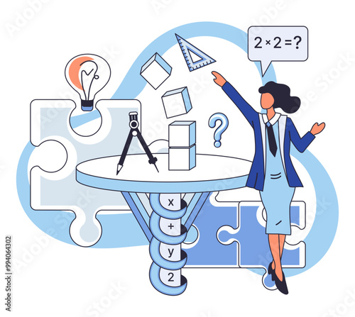 Mathematics vector illustration. Learning math is exhilarating adventure, where each formula is treasure waiting to be discovered The study math equips individuals with ability to count, calculate