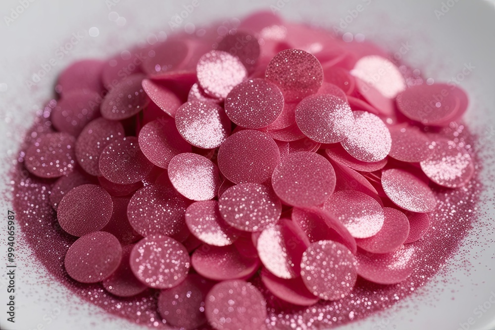 Pink Sparkling Confetti Drops with Delicate Glitter Dust Pink Sparkling Confetti Drops with Delicate Glitter Dust