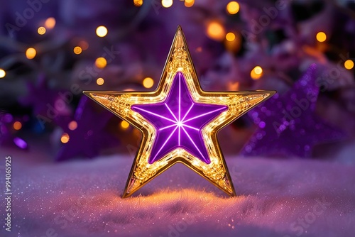 Mesmerizing Violet Halo Star Radiating Warm Light and Twinkling Sparkles