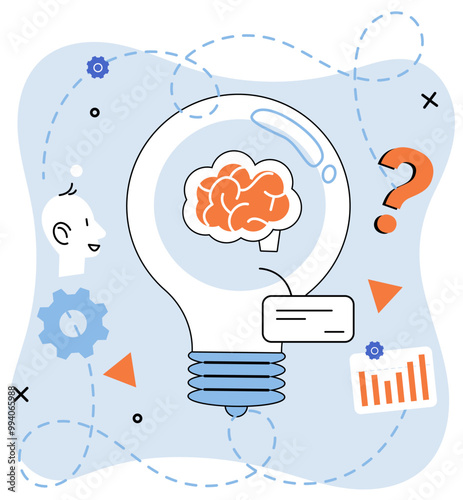 Mindset. Vector illustration. Attitude plays crucial role in personal success and fulfillment The mindset metaphor helps us make connections between complex ideas and concepts Positive thinking