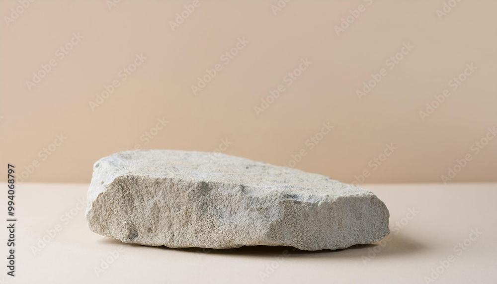 Minimalist stone podium on beige background for natural cosmetic advertising. Trendy still life. Minimalist stone podium on beige background for natural cosmetic advertising. Trendy still life.