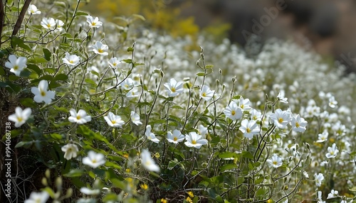 Delicate White Ramping Fumitory Blooms in the Scenic Pinios Delta of Greece photo