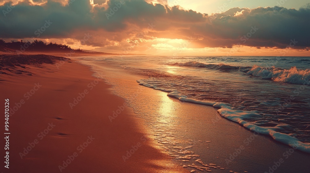custom made wallpaper toronto digitalA beautiful sandy beach at sunset, captured with a warm and nostalgic filter.